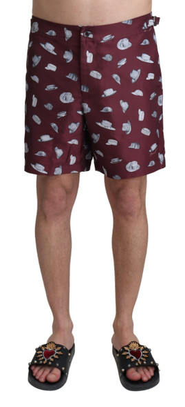 Dolce & Gabbana Maroon Hats Print Beachwear Shorts Swimwear BIK1118 Dolce & Gabbana Maroon Hats Print Beachwear Shorts Swimwear BIK1118