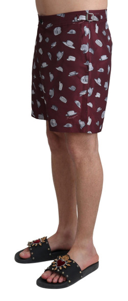Dolce & Gabbana Maroon Hats Print Beachwear Shorts Swimwear BIK1118 Dolce & Gabbana Maroon Hats Print Beachwear Shorts Swimwear BIK1118