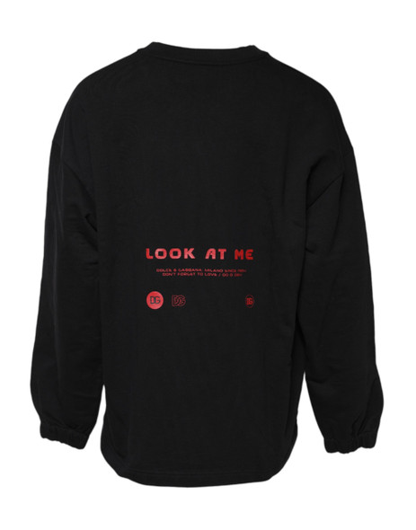 Dolce & Gabbana Black Cotton Graphic Print Pullover Sweater Dolce & Gabbana Black Cotton Graphic Print Pullover Sweater