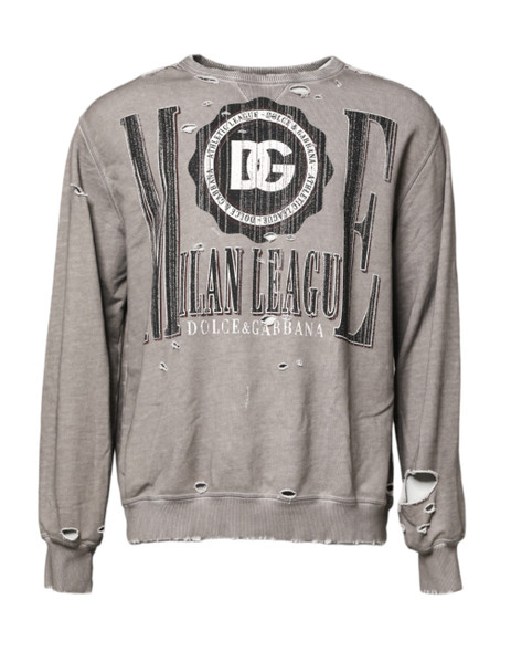 Gray Logo Print Crew Neck Pullover Sweater Gray Logo Print Crew Neck Pullover Sweater