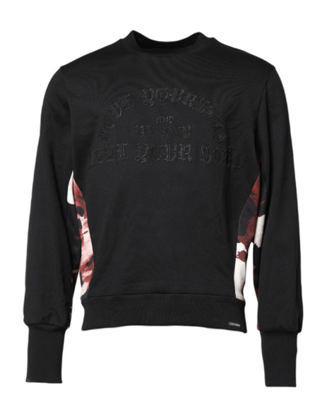 Black Embroidered Crew Neck Pullover Sweater Black Embroidered Crew Neck Pullover Sweater