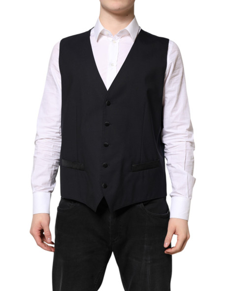 Dolce & Gabbana Black Wool Waistcoat Dress Formal Vest TSH878451 Dolce & Gabbana Black Wool Waistcoat Dress Formal Vest TSH878451
