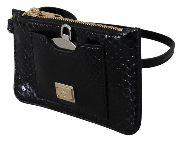 Dolce & Gabbana Black Leather Coin Purse Wristlet Mirror Agnese Wallet Dolce & Gabbana Black Leather Coin Purse Wristlet Mirror Agnese Wallet