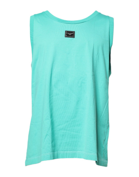 Green Sleeveless Logo Round Neck T-shirt Green Sleeveless Logo Round Neck T-shirt
