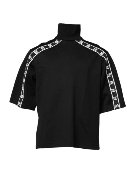 Black Cotton DG Print Turtleneck T-shirt Black Cotton DG Print Turtleneck T-shirt
