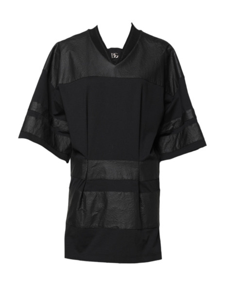 Black Cotton Short Sleeves V-neck T-shirt Black Cotton Short Sleeves V-neck T-shirt