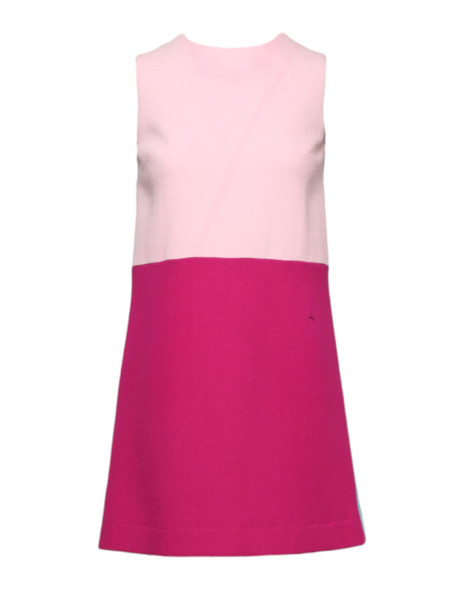 Dolce & Gabbana Pink Blue Wool Sleeveless Shift Mini Dress Dolce & Gabbana Pink Blue Wool Sleeveless Shift Mini Dress