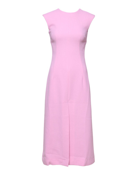 Pink Wool Sleeveless Sheath Midi Dress Pink Wool Sleeveless Sheath Midi Dress