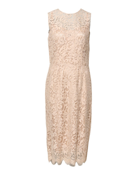 Dolce & Gabbana Beige Floral Lace Sleeveless Sheath Dress Dolce & Gabbana Beige Floral Lace Sleeveless Sheath Dress