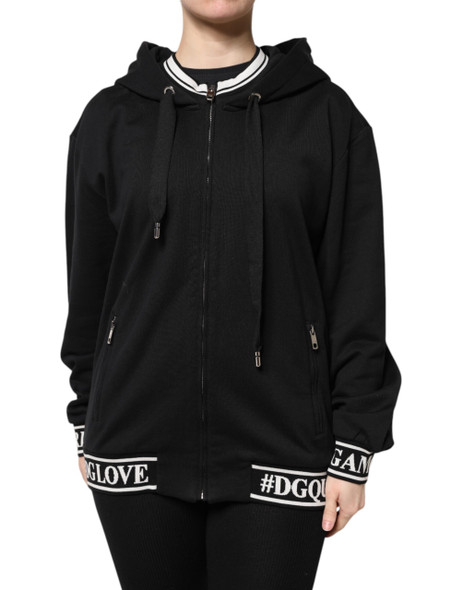 Black Cotton Hooded Full Zip Sweatshirt Sweater Black Cotton Hooded Full Zip Sweatshirt Sweater