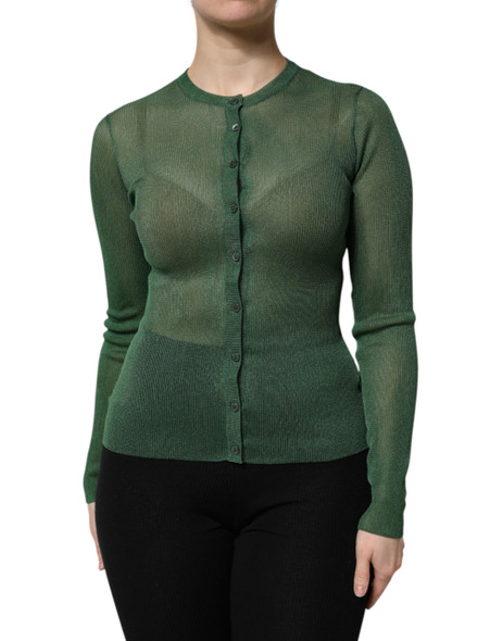 Green Polyester Long Sleeves Cardigan Sweater Green Polyester Long Sleeves Cardigan Sweater