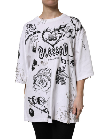 Dolce & Gabbana White Cotton DG BLESSED Printed T-shirt Dolce & Gabbana White Cotton DG BLESSED Printed T-shirt