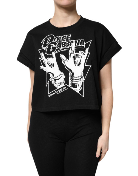 Dolce & Gabbana Black Cotton Printed Short Sleeves T-shirt Dolce & Gabbana Black Cotton Printed Short Sleeves T-shirt