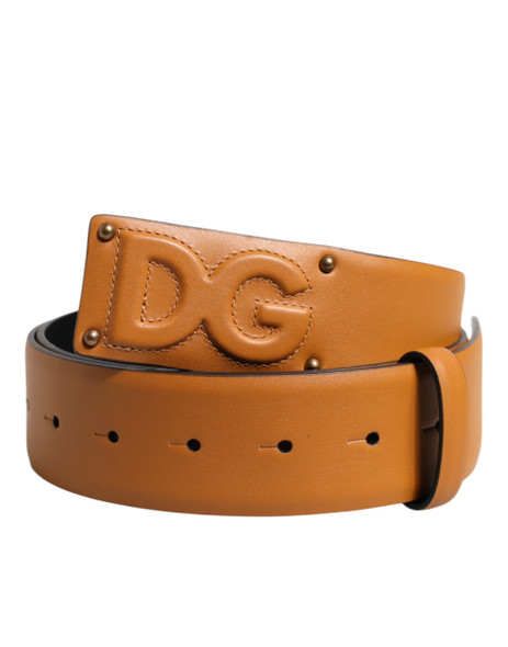 Dolce & Gabbana Brown Leather Buckle DG Logo Embossed Belt Dolce & Gabbana Brown Leather Buckle DG Logo Embossed Belt