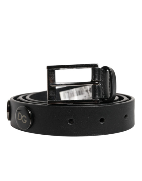 Black Luxury Leather DG Studs Buckle Belt Black Luxury Leather DG Studs Buckle Belt