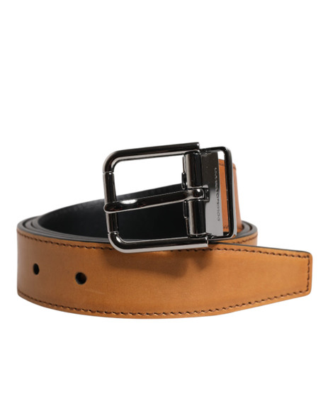 Dolce & Gabbana Brown Classic Calf Leather Silver Buckle Belt Dolce & Gabbana Brown Classic Calf Leather Silver Buckle Belt