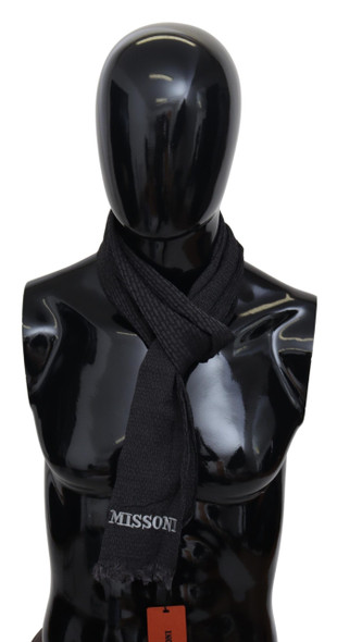 Black Wool Knit Unisex Neck Wrap Scarf Black Wool Knit Unisex Neck Wrap Scarf