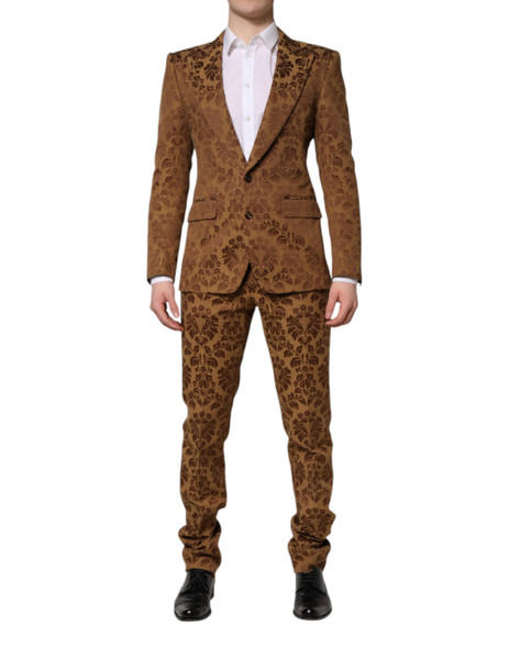 Dolce & Gabbana Brown Floral Jacquard SICILIA 2 Piece Suit Dolce & Gabbana Brown Floral Jacquard SICILIA 2 Piece Suit