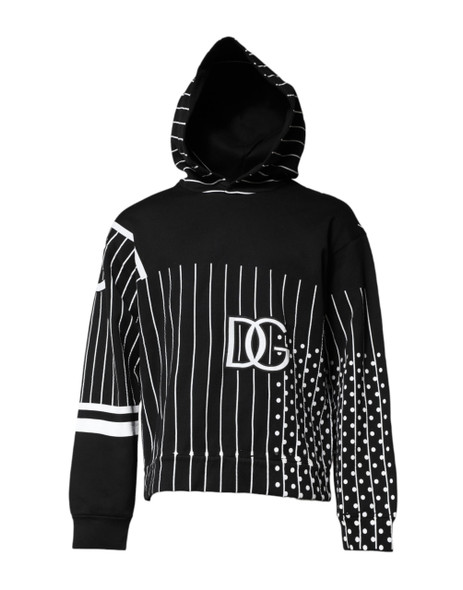 Dolce & Gabbana Black White Stripe Hooded Sweatshirt Sweater Dolce & Gabbana Black White Stripe Hooded Sweatshirt Sweater