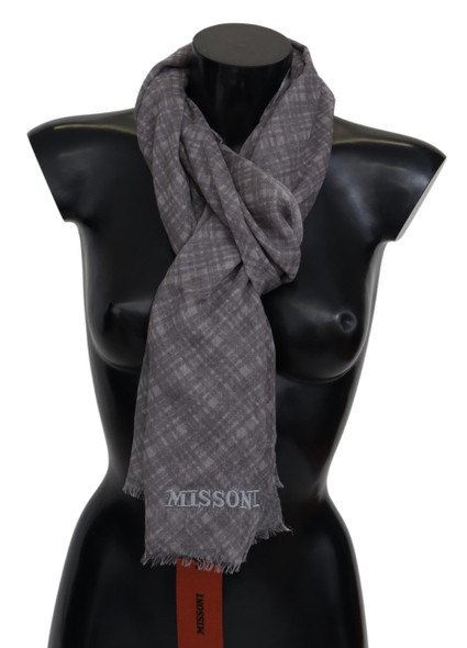 Gray Plaid Wool Unisex Neck Wrap Scarf Gray Plaid Wool Unisex Neck Wrap Scarf