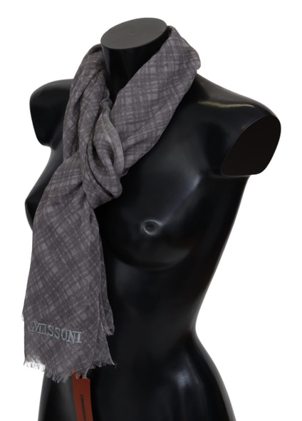Gray Plaid Wool Unisex Neck Wrap Scarf Gray Plaid Wool Unisex Neck Wrap Scarf
