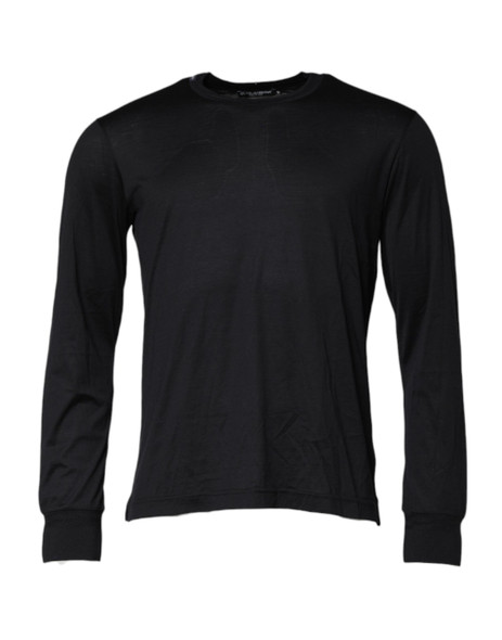Dark Blue Silk Crew Neck Men Pullover Sweater Dark Blue Silk Crew Neck Men Pullover Sweater