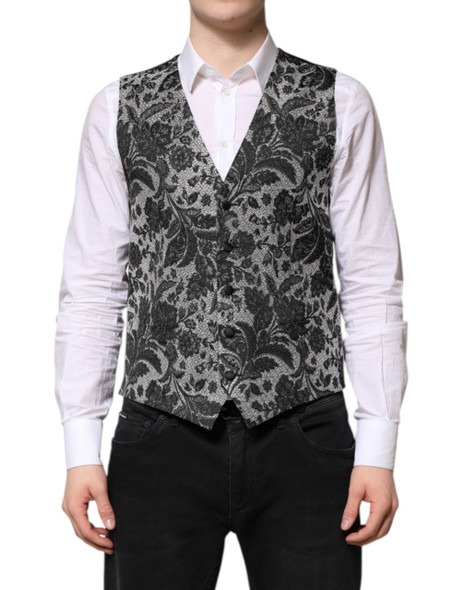 Black Gray Brocade Formal Men Waistcoat Vest Black Gray Brocade Formal Men Waistcoat Vest