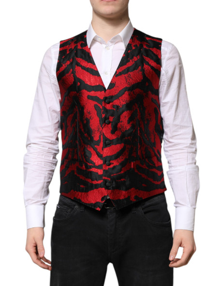 Red Black Stripe Dress Formal Waistcoat Vest Red Black Stripe Dress Formal Waistcoat Vest