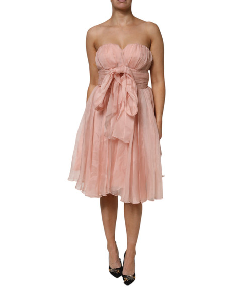 Dolce & Gabbana Pink Silk Chiffon A-line Pleated Midi Dress Dolce & Gabbana Pink Silk Chiffon A-line Pleated Midi Dress