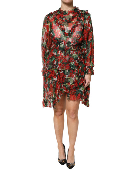 Multicolor Ruffle Floral Long Sleeves Dress Multicolor Ruffle Floral Long Sleeves Dress