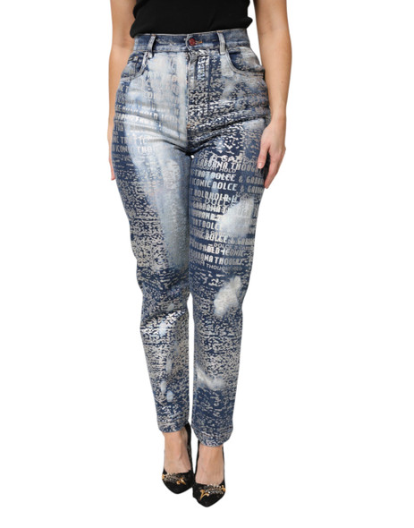 Dolce & Gabbana Blue Washed Print High Waist Denim Jeans Dolce & Gabbana Blue Washed Print High Waist Denim Jeans