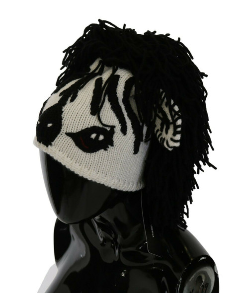 Dolce & Gabbana Black White Knitted Cashmere Animal Design Hat Dolce & Gabbana Black White Knitted Cashmere Animal Design Hat