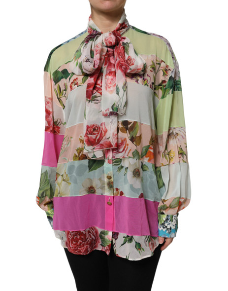 Multicolor Floral Patchwork Long Sleeves Top Multicolor Floral Patchwork Long Sleeves Top