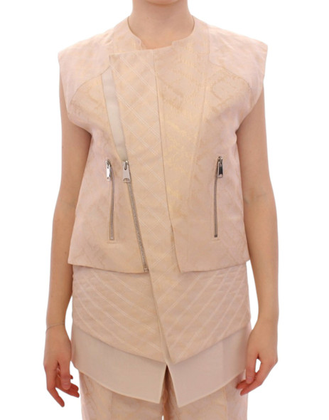 Beige brocade sleeveless jacket Beige brocade sleeveless jacket