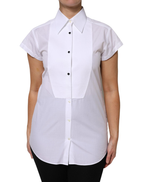 Dolce & Gabbana White Cotton Short Sleeves Collared Polo Top Dolce & Gabbana White Cotton Short Sleeves Collared Polo Top
