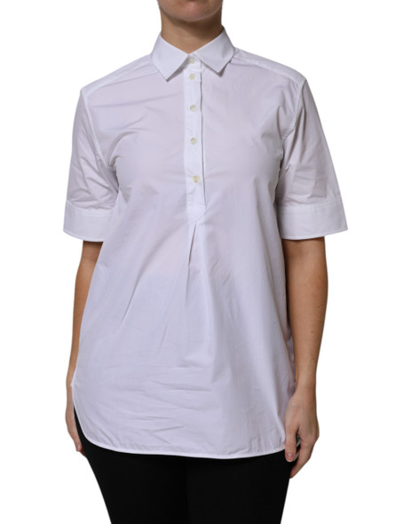 Dolce & Gabbana White Cotton Short Sleeves Collared Polo Top TSH878624 Dolce & Gabbana White Cotton Short Sleeves Collared Polo Top TSH878624