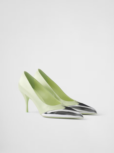Prada Satin And Metallic Leather Pumps Prada Satin And Metallic Leather Pumps