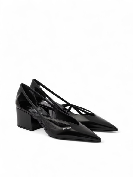 Black Leather Cut-Out Pumps 55 Black Leather Cut-Out Pumps 55