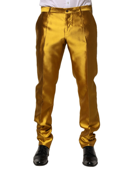 Yellow Silk Tapered Dress Men Pants Yellow Silk Tapered Dress Men Pants