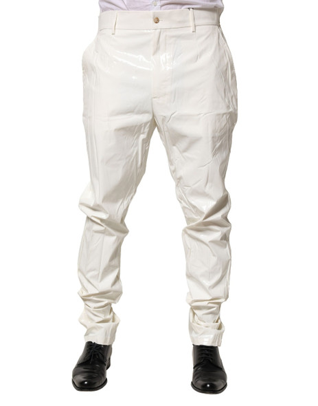 White Nylon Tapered Dress Men Pants White Nylon Tapered Dress Men Pants