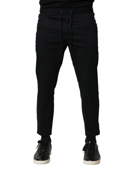 Dolce & Gabbana Black Cotton Mid Waist Jogger Pants PAN76471 Dolce & Gabbana Black Cotton Mid Waist Jogger Pants PAN76471