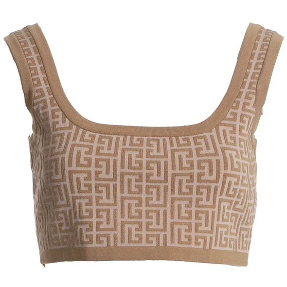 Balmain Beige Wool Tops & T-Shirt Balmain Beige Wool Tops & T-Shirt