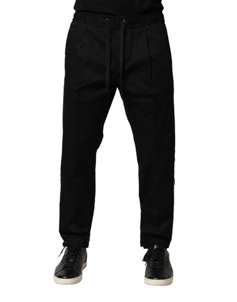 Dolce & Gabbana Black Cotton Mid Waist Jogger Pants PAN76475 Dolce & Gabbana Black Cotton Mid Waist Jogger Pants PAN76475
