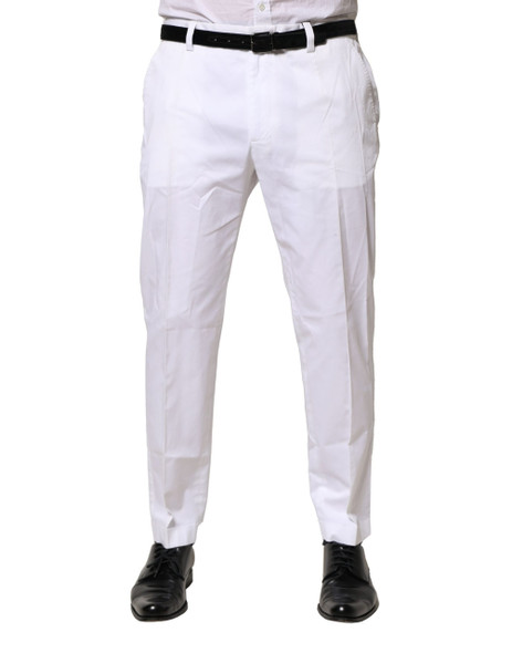 Dolce & Gabbana White Cotton Dress Slim Formal Pants PAN76477 Dolce & Gabbana White Cotton Dress Slim Formal Pants PAN76477