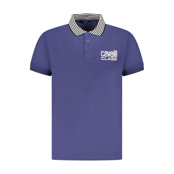 Cavalli Class Blue Cotton Men Polo Shirt CA-36644 Cavalli Class Blue Cotton Men Polo Shirt CA-36644