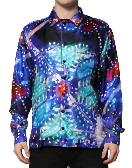 Dolce & Gabbana Multicolor Printed Silk Lounge Casual Shirt Dolce & Gabbana Multicolor Printed Silk Lounge Casual Shirt