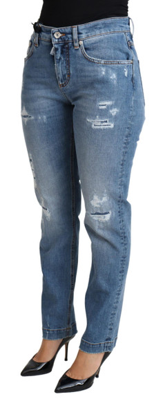 Dolce & Gabbana Blue Tattered Skinny Denim Cotton Blend Jeans Dolce & Gabbana Blue Tattered Skinny Denim Cotton Blend Jeans