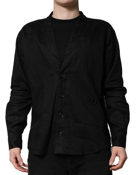 Black Linen Long Sleeves Men Casual Shirt Black Linen Long Sleeves Men Casual Shirt