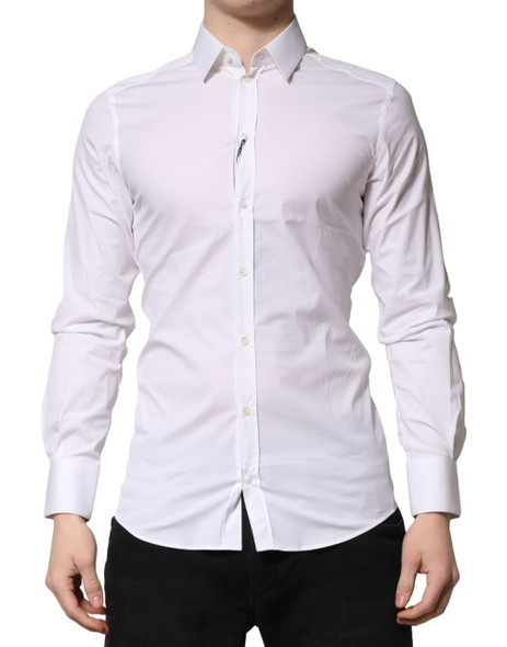 Dolce & Gabbana White GOLD Cotton Men Dress Formal Shirt Dolce & Gabbana White GOLD Cotton Men Dress Formal Shirt