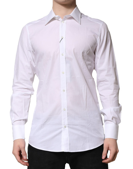 Dolce & Gabbana White Cotton Long Sleeves GOLD Formal Shirt TSH906717 Dolce & Gabbana White Cotton Long Sleeves GOLD Formal Shirt TSH906717